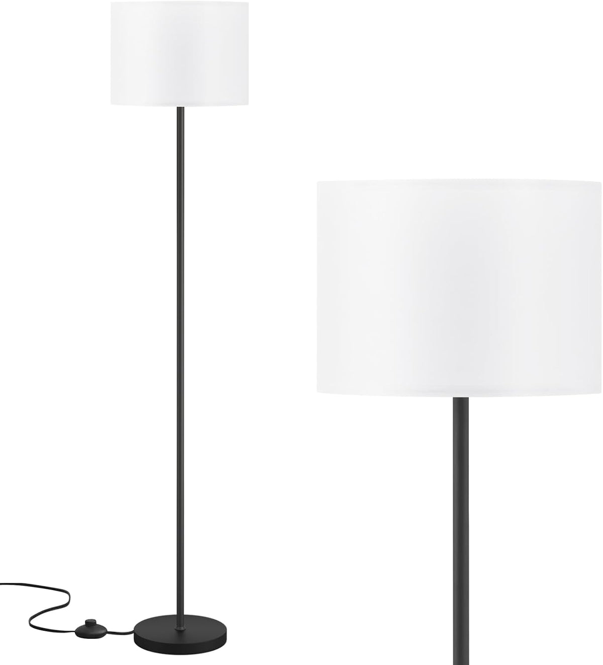 Lámpara de pie moderna de diseño simple con pantalla blanca e inter...