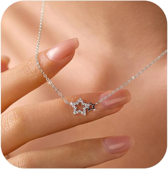 LOVECOM Collar de plata de ley S925 con corazón para mujer, delicad...