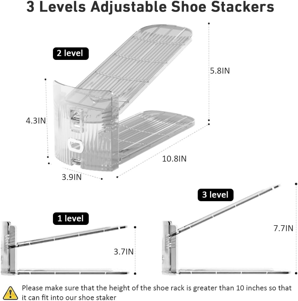 NVGSN Paquete de 16 organizadores transparentes para zapatos, apila...