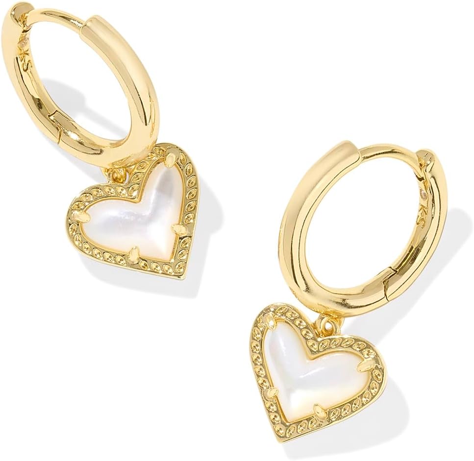 Kendra Scott Ari Aretes de botón en forma de corazón para mujer, jo...