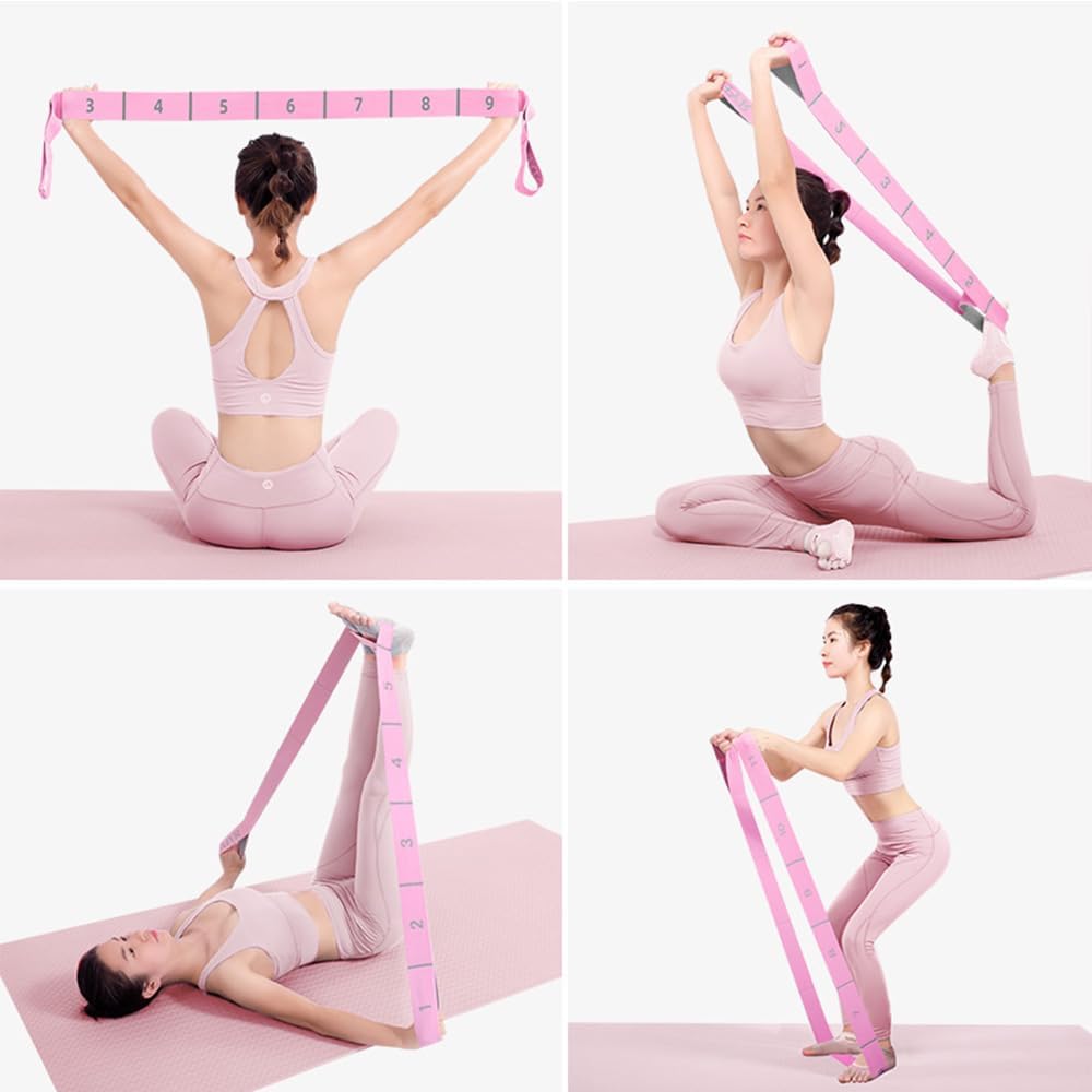 Paquete de 2 correas de yoga con 11 bucles, bandas elásticas ajusta...