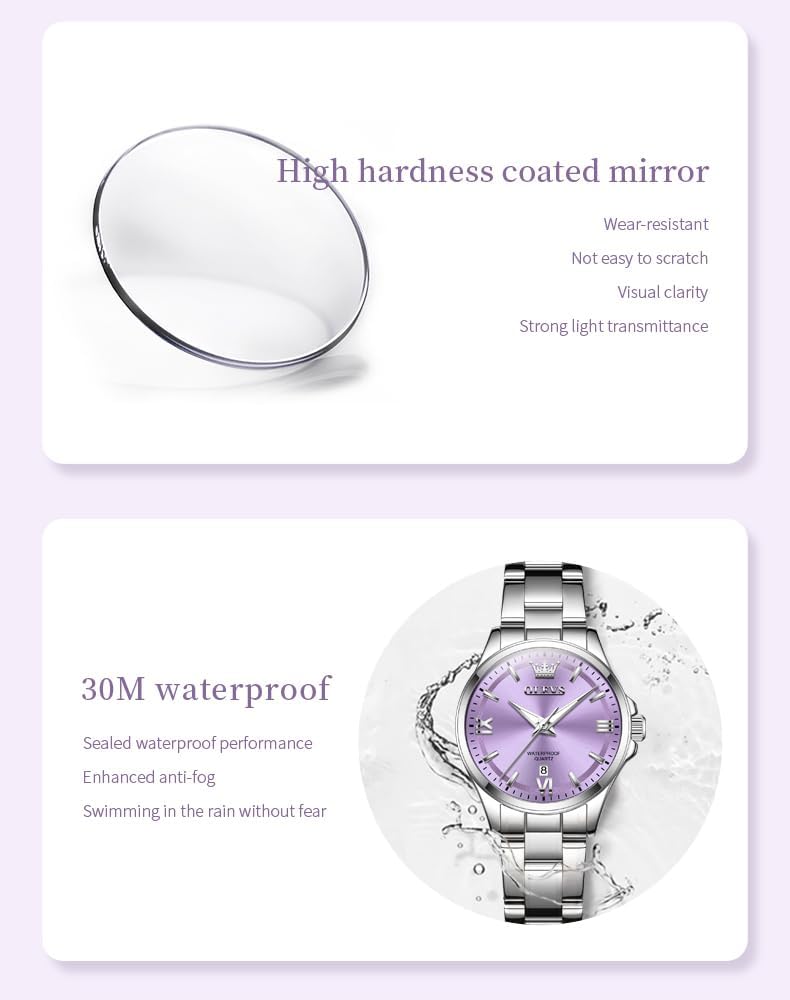OLEVS Reloj Mujer Reloj Analógico Luminoso Vestido de Acero Inoxida...