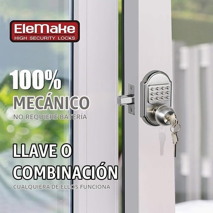 Cerradura de puerta de entrada sin llave, cerraduras de puerta con...