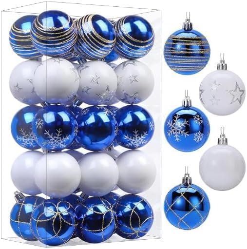 SHareconn 30 bolas de árbol de Navidad de 2.36 pulgadas, adornos az...