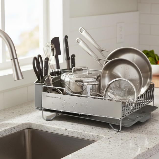 KitchenAid Escurridor de platos de gran capacidad de tamaño complet...