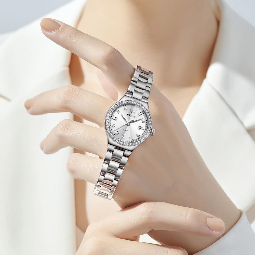 OLEVS Reloj Mujer Reloj Analógico Luminoso Vestido de Acero Inoxida...
