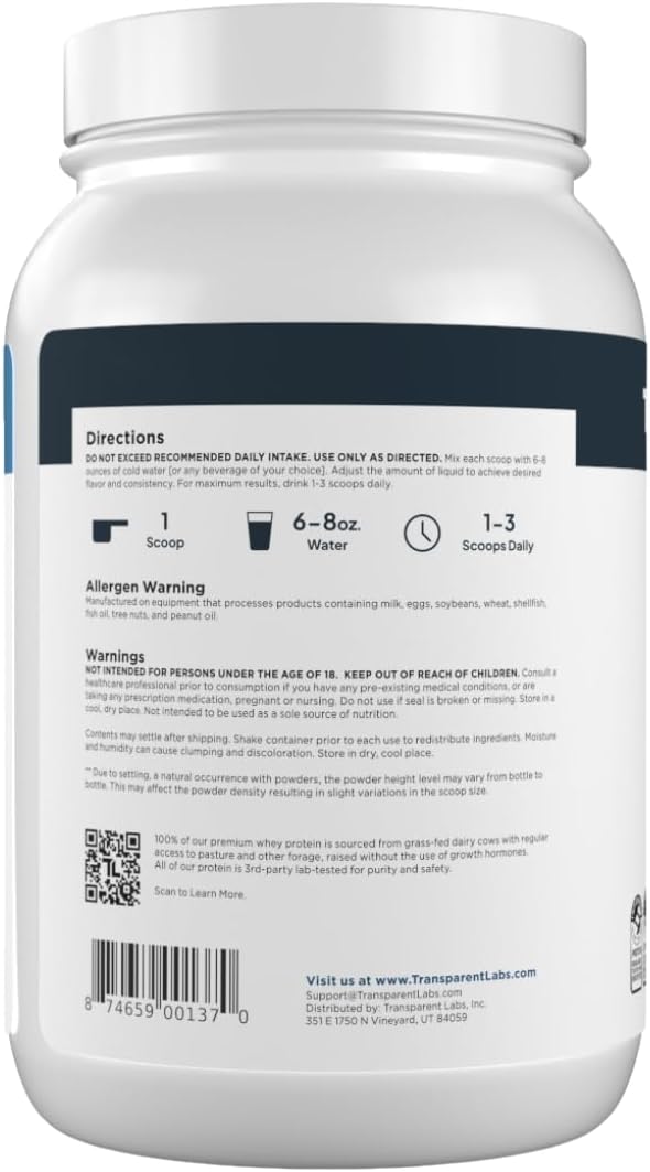 Transparent Labs Proteína de suero aislada alimentada a pasto - Pro...