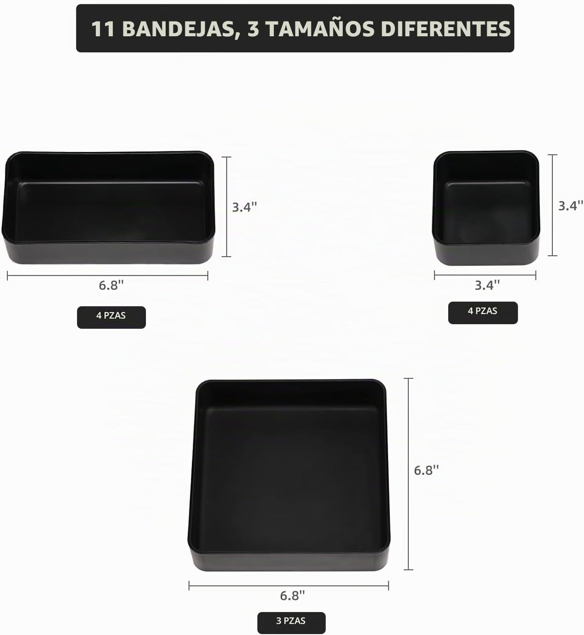 Juego organizador de cajones apilables de 11 piezas, bandejas organ...