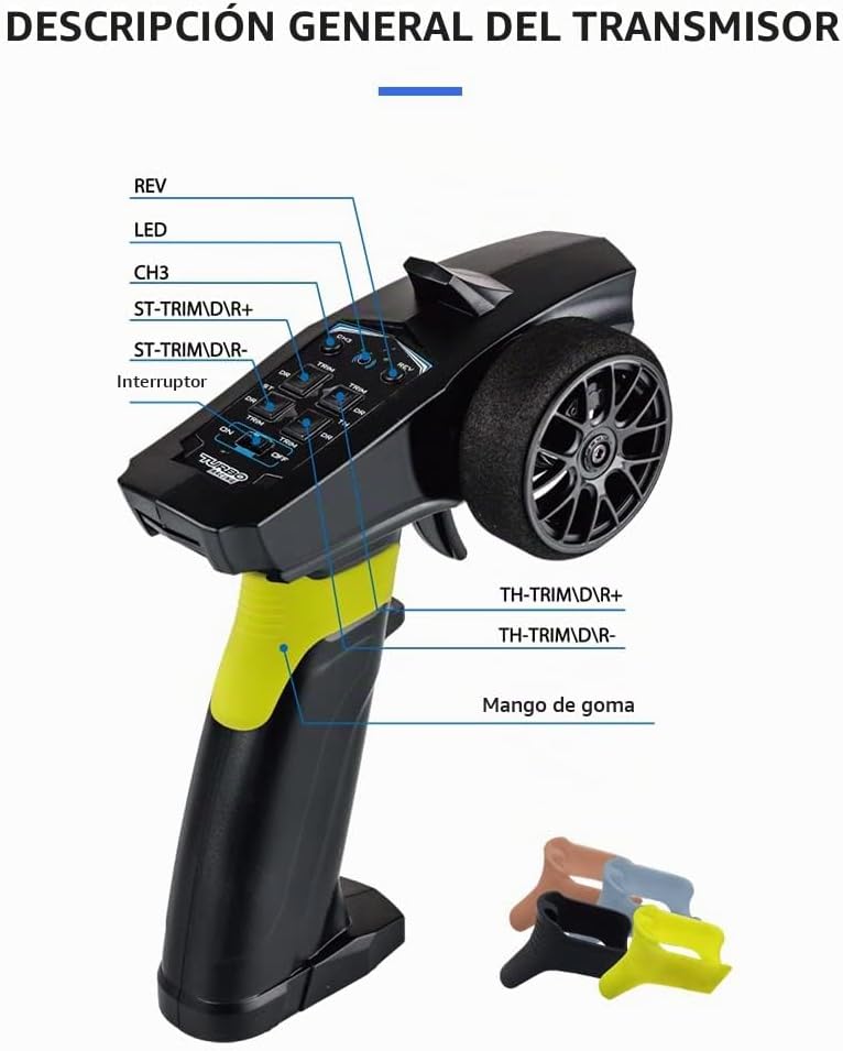 havcybin Turbo Racing 91803G-VT RC 2.4GHz 3CH Transmisor de radio c...