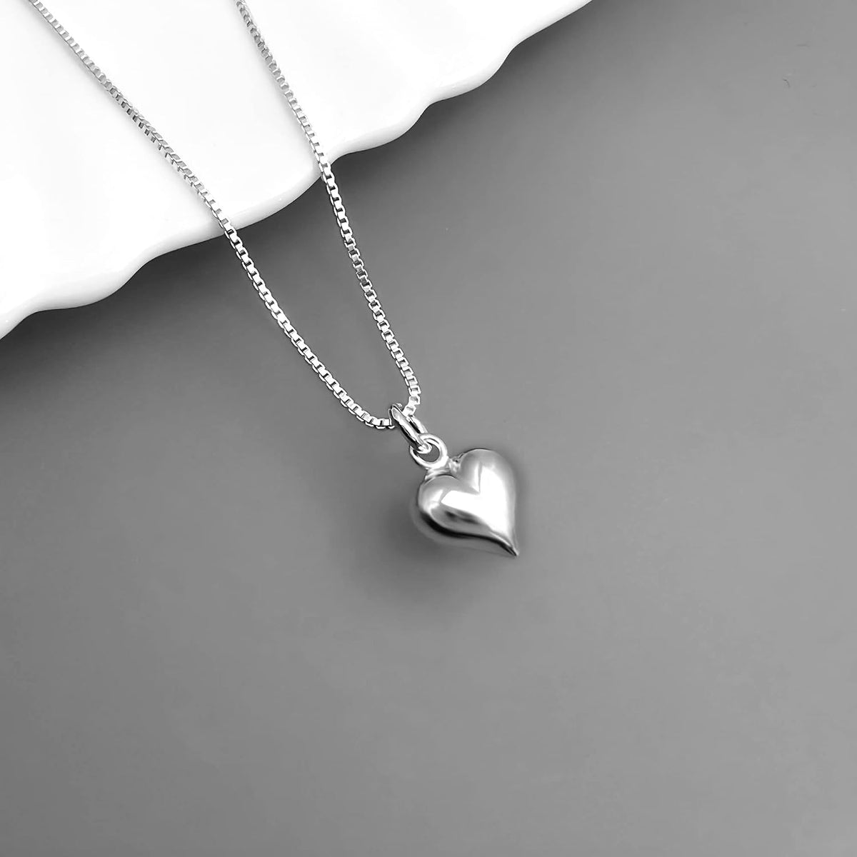 Collar de corazón de plata de ley pequeño, delicado y sutil, regalo...