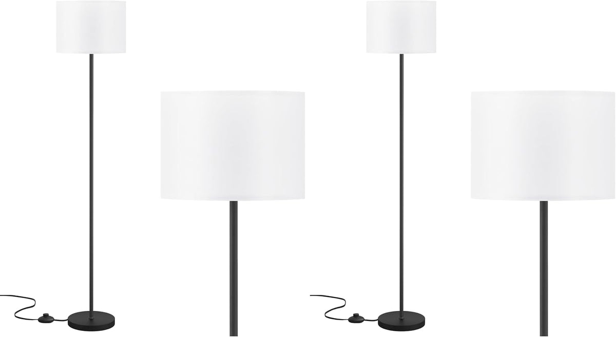 Lámpara de pie moderna de diseño simple con pantalla blanca, interr...