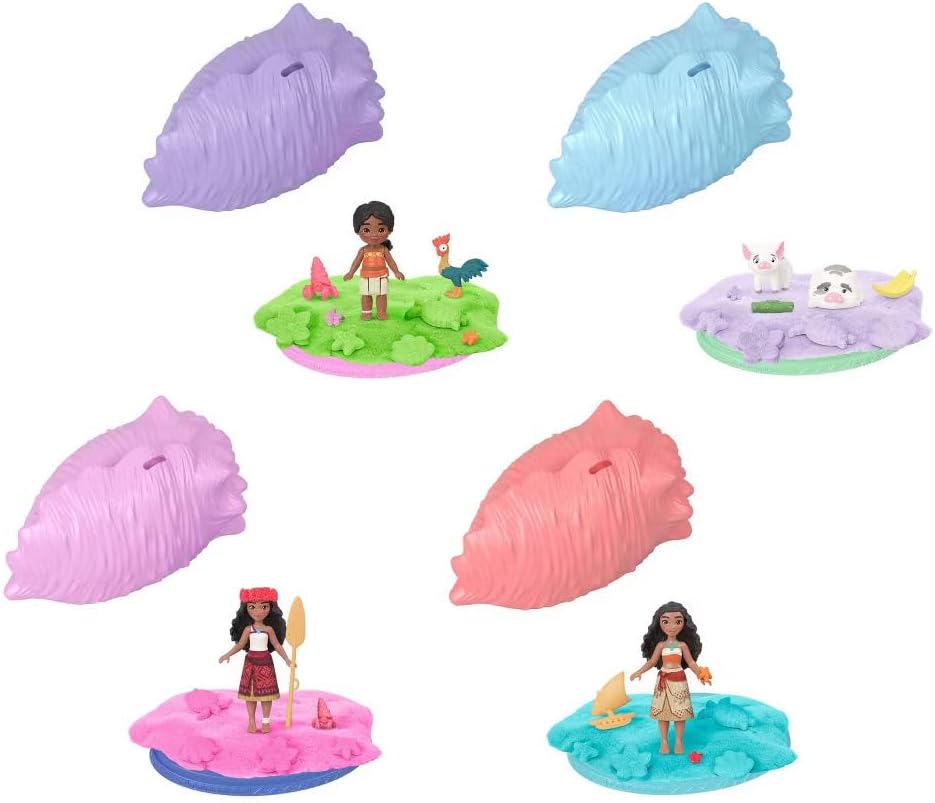 Disney Moana Ocean Shell Reveal - Juego completo de 4 muñecas peque...