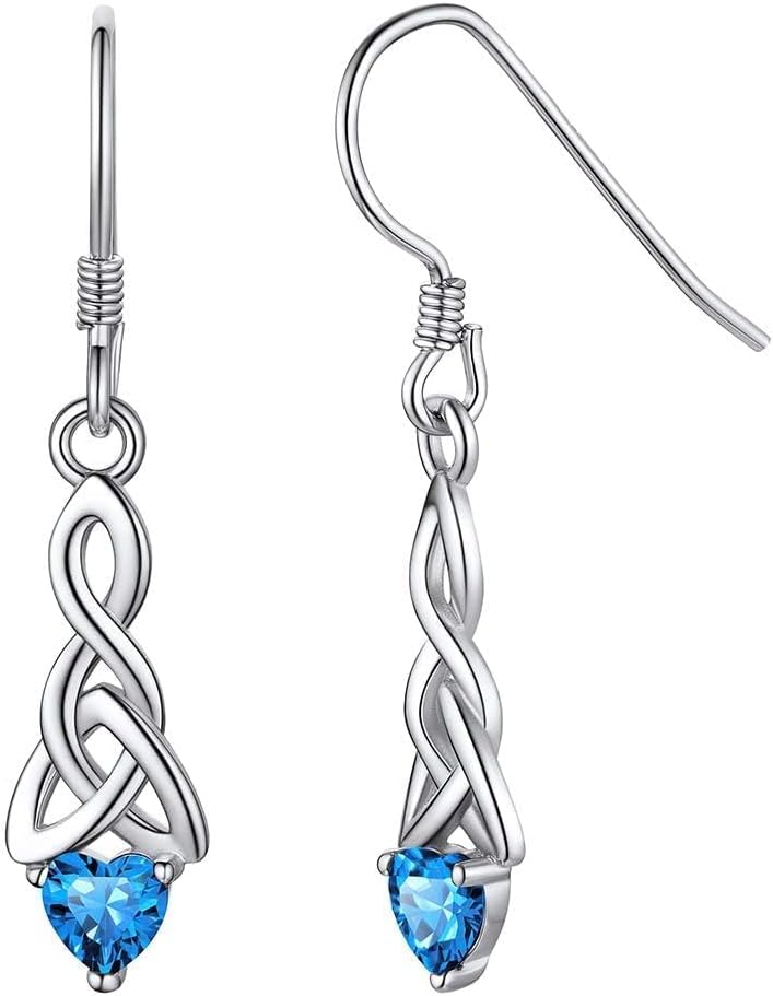 ChicSilver Pendientes de gancho colgantes de plata de ley 925 con n...