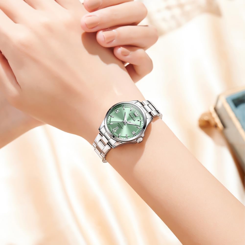 OLEVS Reloj Mujer Reloj Analógico Luminoso Vestido de Acero Inoxida...