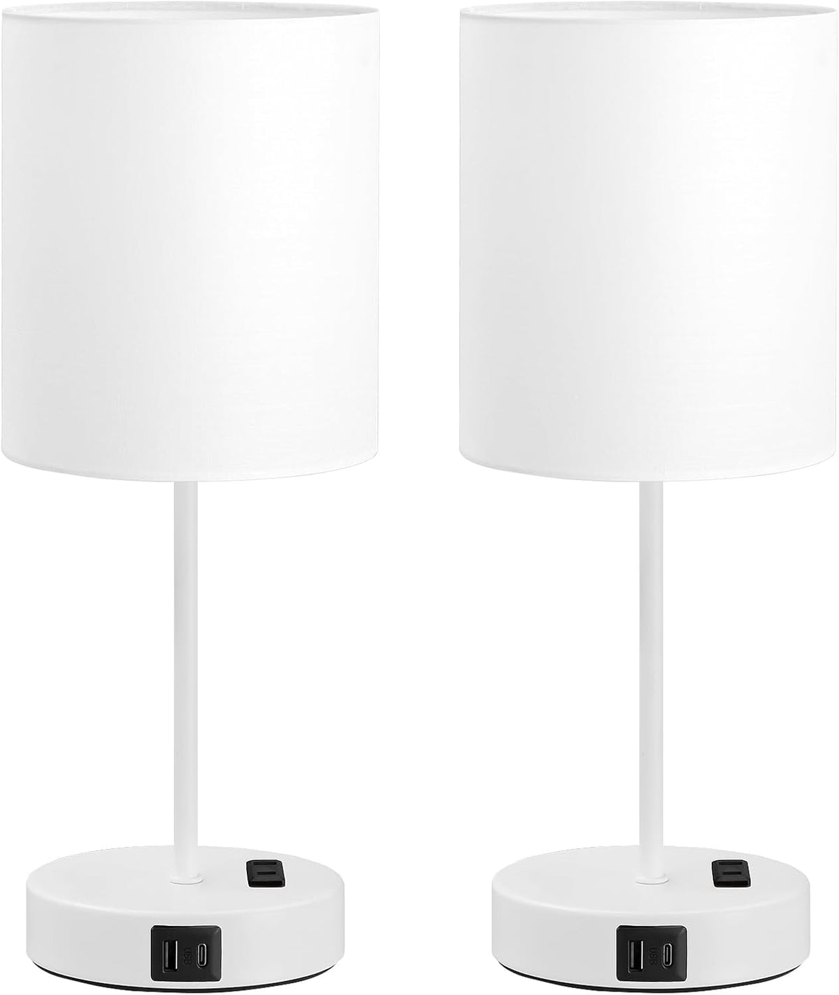 Juego de 2 lámparas táctiles blancas de 17.6" para dormitorio,...