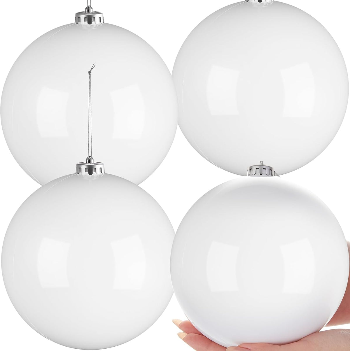 Zubebe 4 piezas Adornos de bola de Navidad extra grandes de 6'...