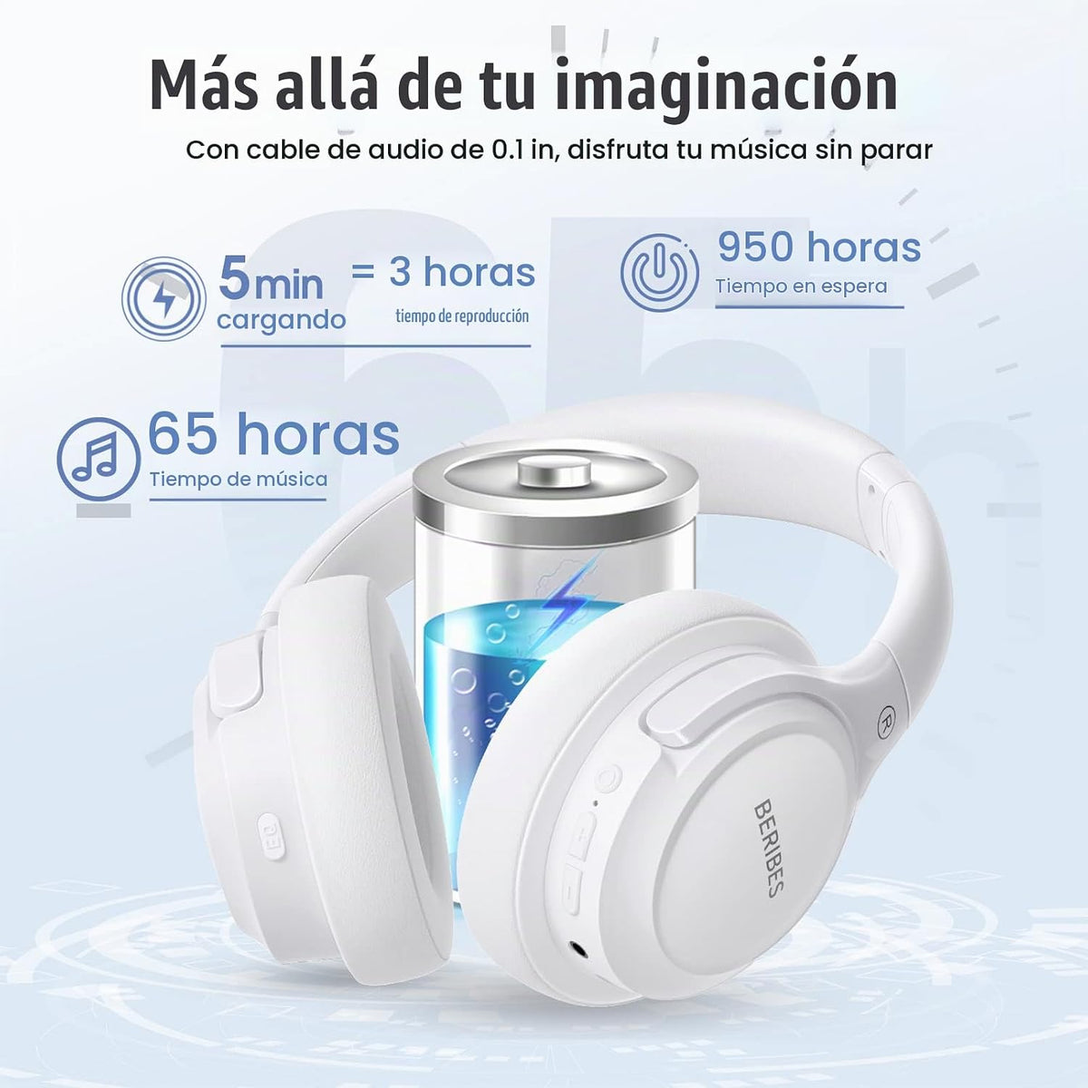 BERIBES Auriculares Bluetooth sobre la oreja Auriculares estéreo |...