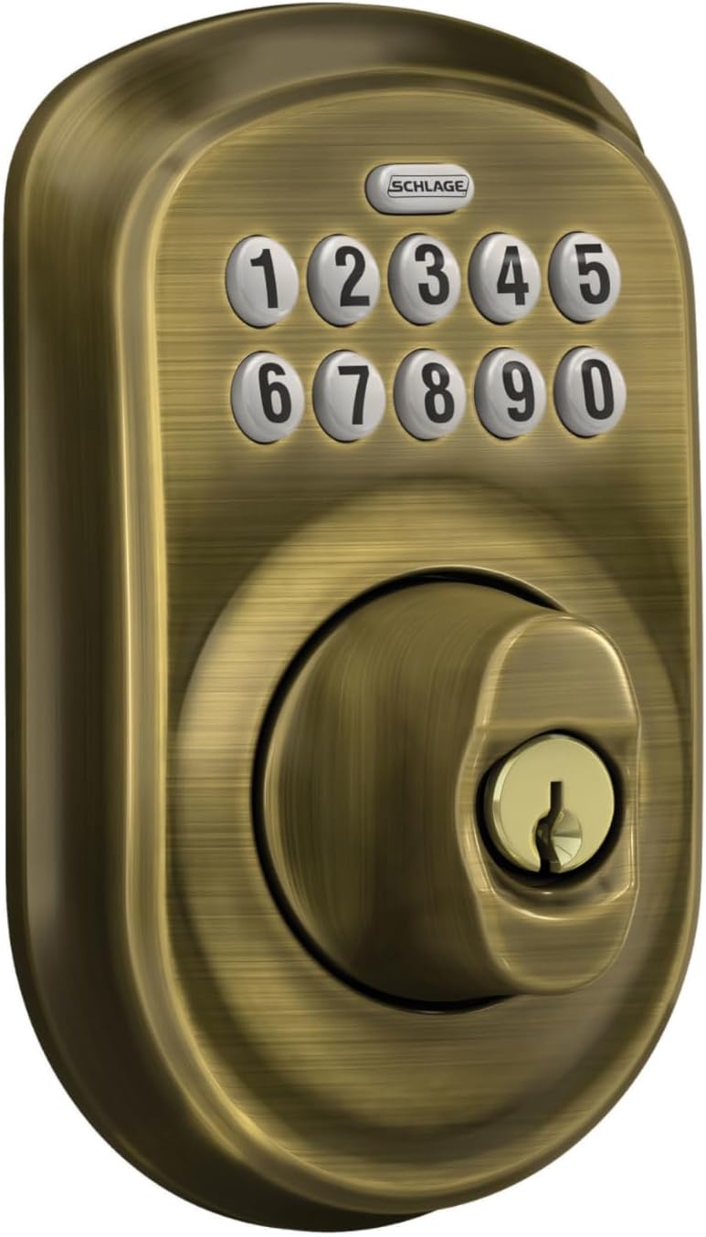 Schlage Cerradura electrónica del cerrojo del teclado, borde Plymou...