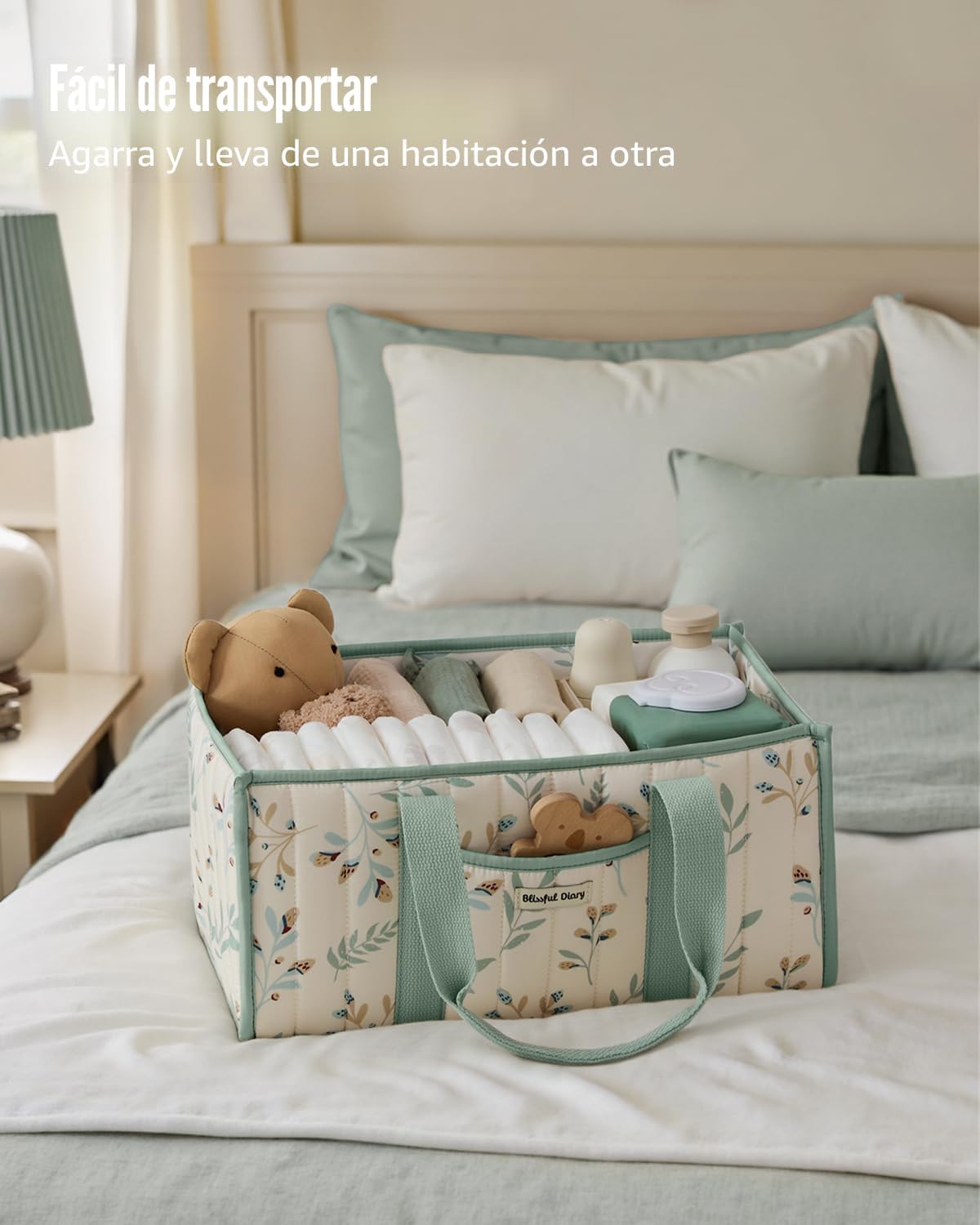 Blissful Diary Organizador de Pañales con Diseño de Hojas, Elegante...
