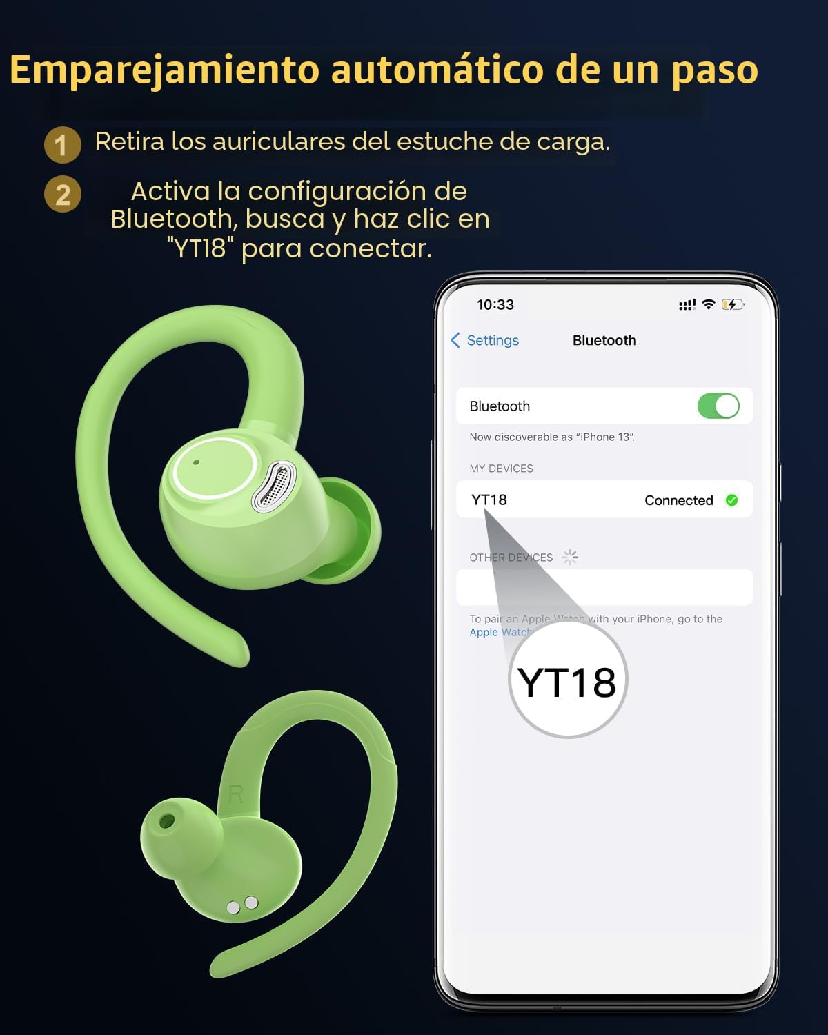 Auriculares inalámbricos, Bluetooth 5.4 Auriculares deportivos sobr...
