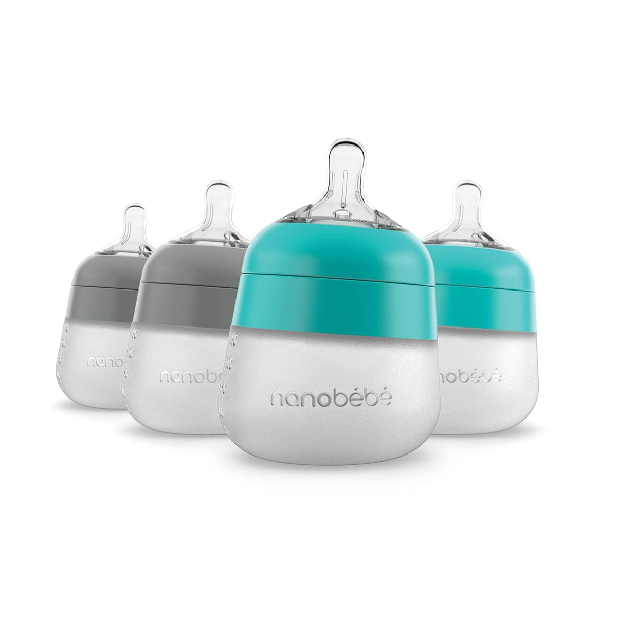Nanobebe - Biberón de silicona flexible, anticólicos, sensación nat...