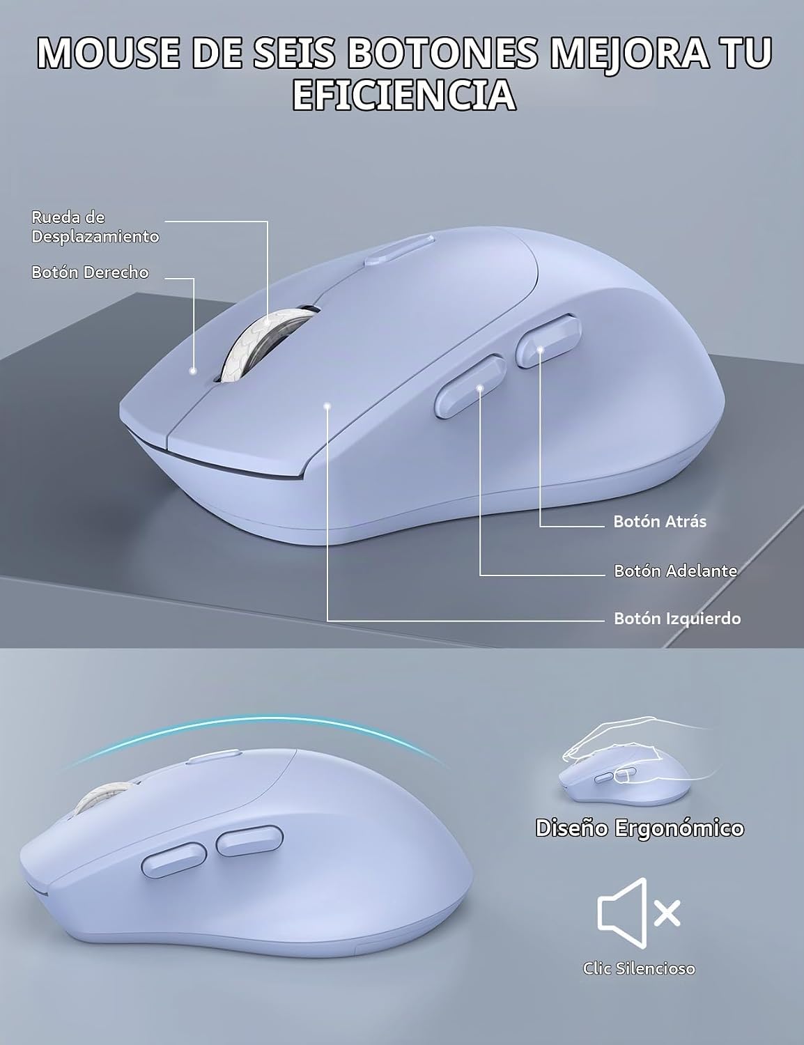 Combo de teclado y mouse inalámbrico - Teclado ergonómico de tamaño...