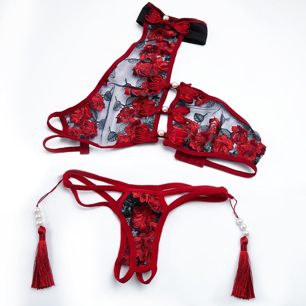 Conjunto de lencería de encaje para muñeca sexual con tanga de entr...