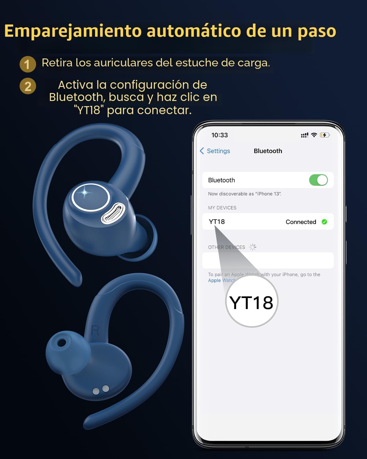 Auriculares inalámbricos, Bluetooth 5.4 Auriculares deportivos sobr...
