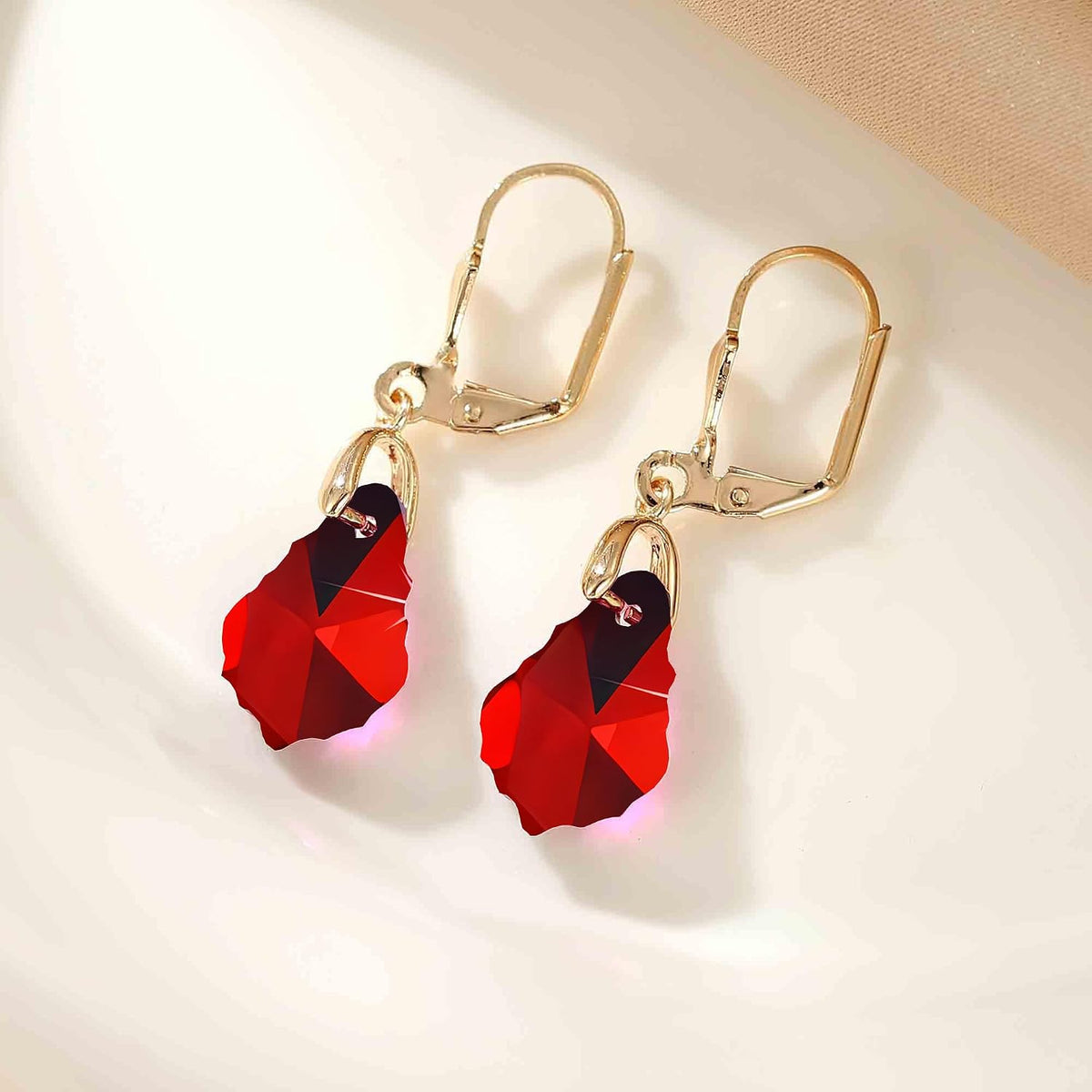 Aretes de cristal austriaco barroco con cierre de palanca para muje...