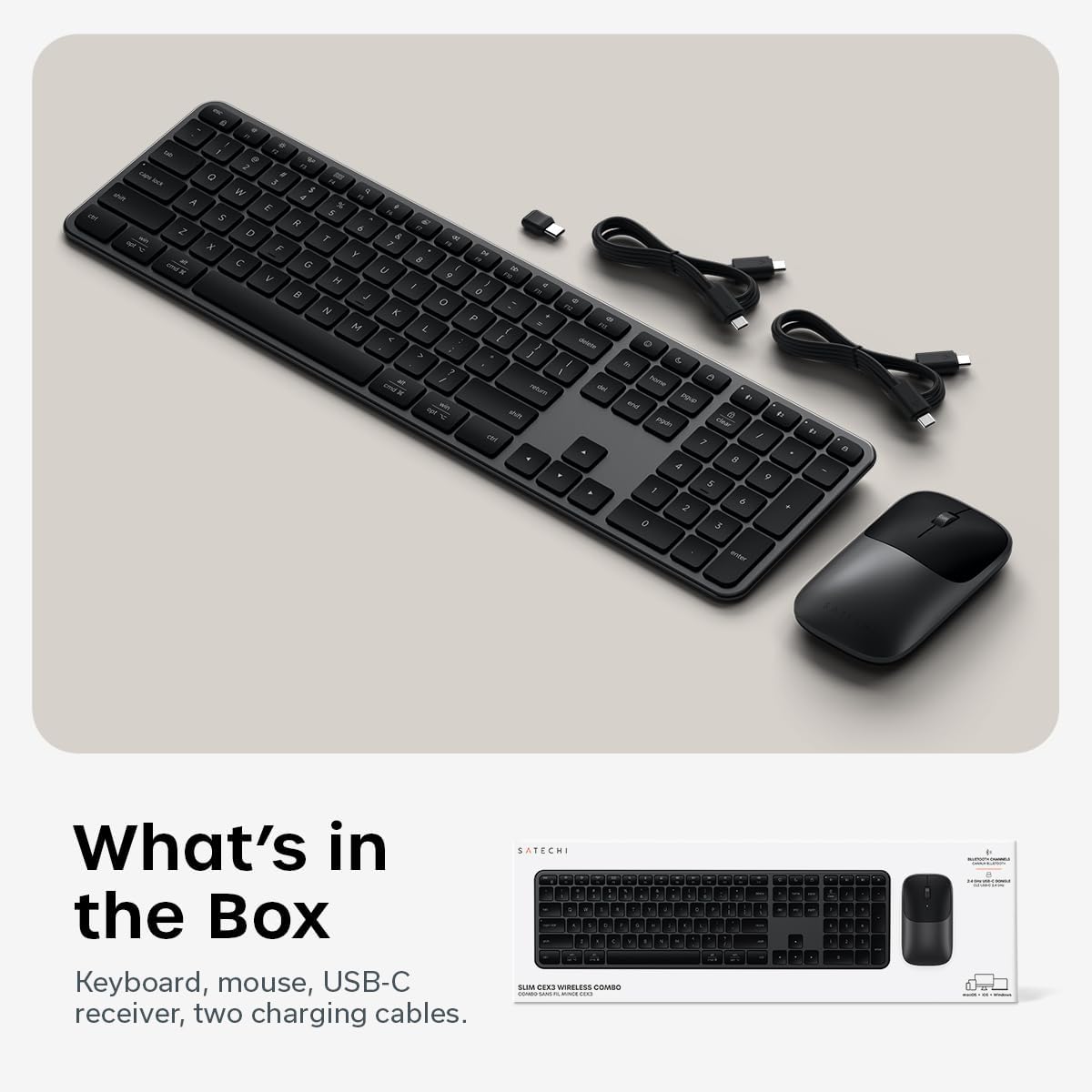 Satechi Slim CEX3 Combo de teclado y mouse inalámbricos, Bluetooth,...