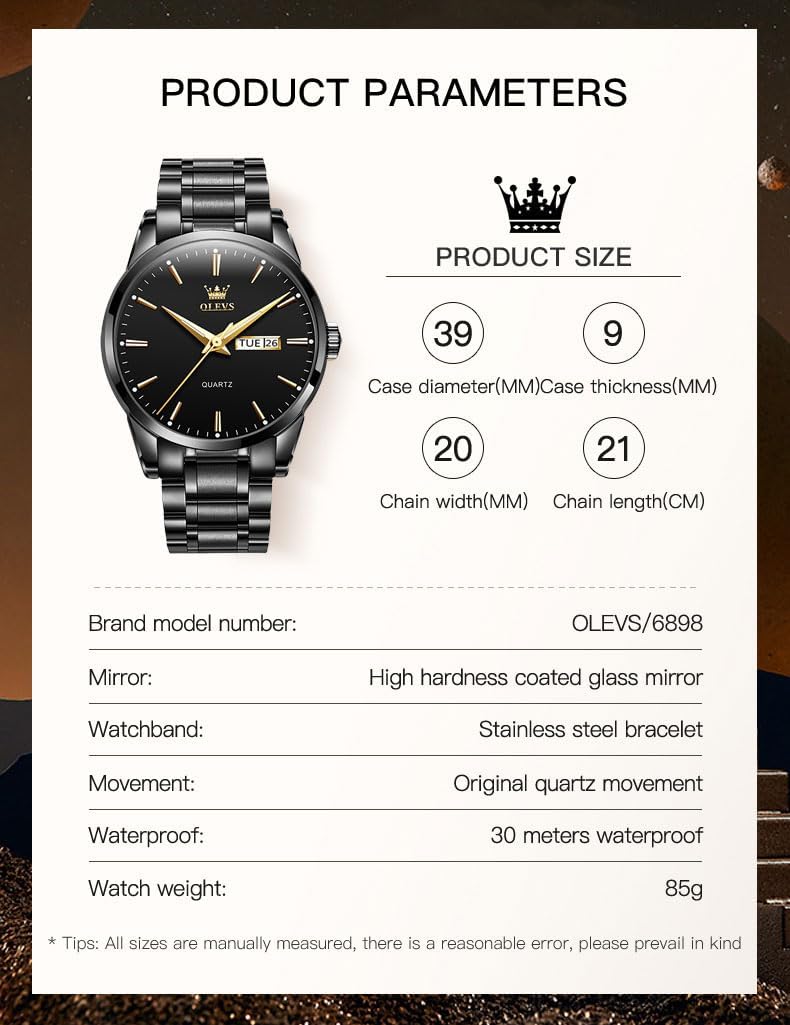 OLEVS Relojes para hombre Relojes de cronógrafo de fácil lectura lu...