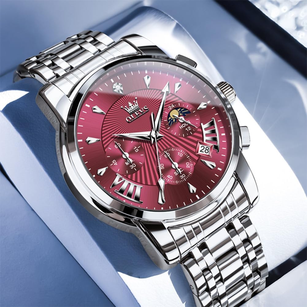 OLEVS Relojes para hombre Relojes de cronógrafo de fácil lectura lu...