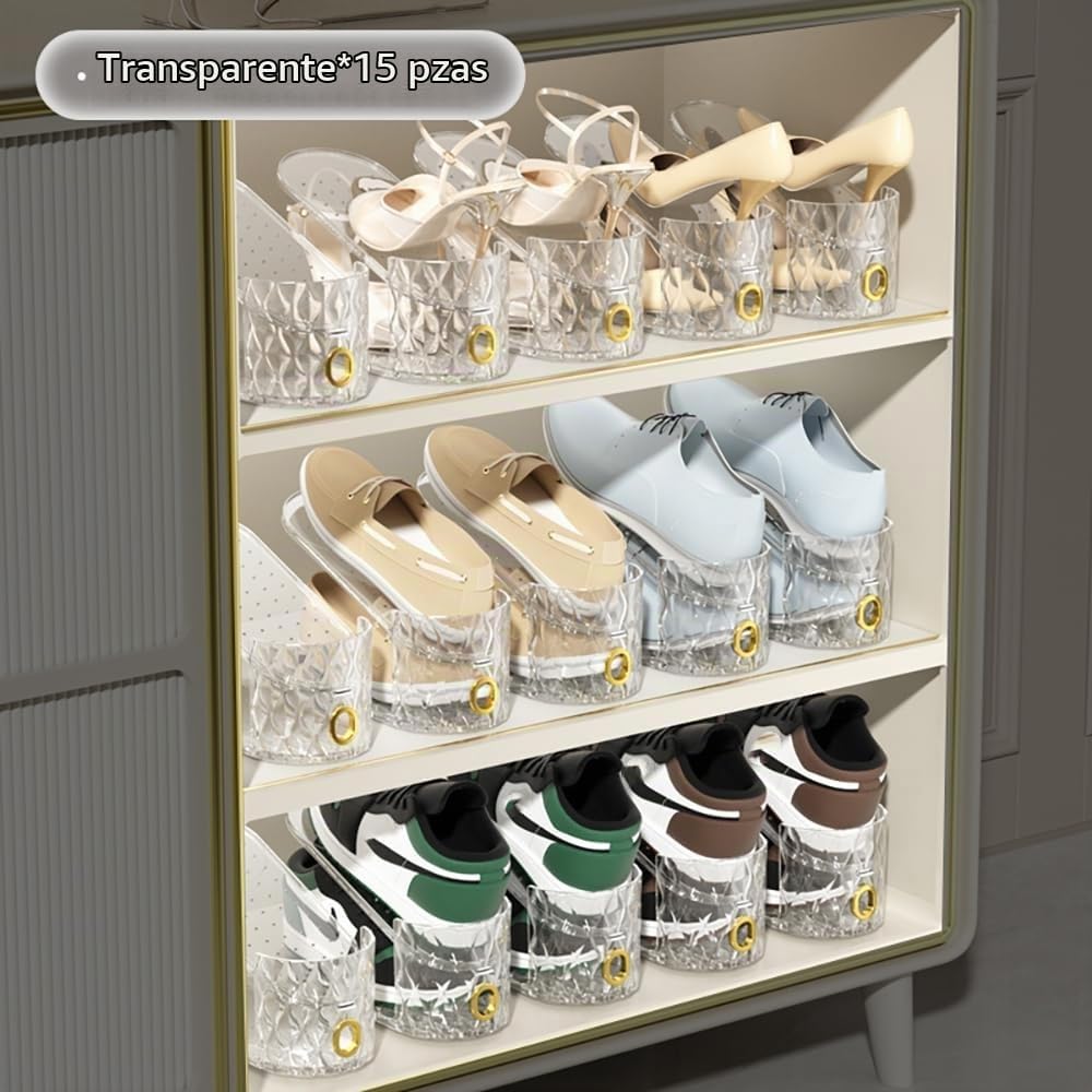 WMBOOX Organizador de ranuras para zapatos, paquete de 15 apiladore...