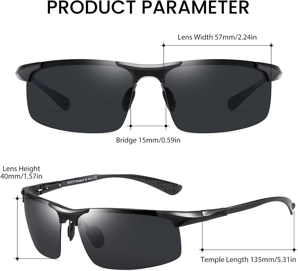 DUCO - Gafas de sol polarizadas para hombre, para deportes, pesca,...