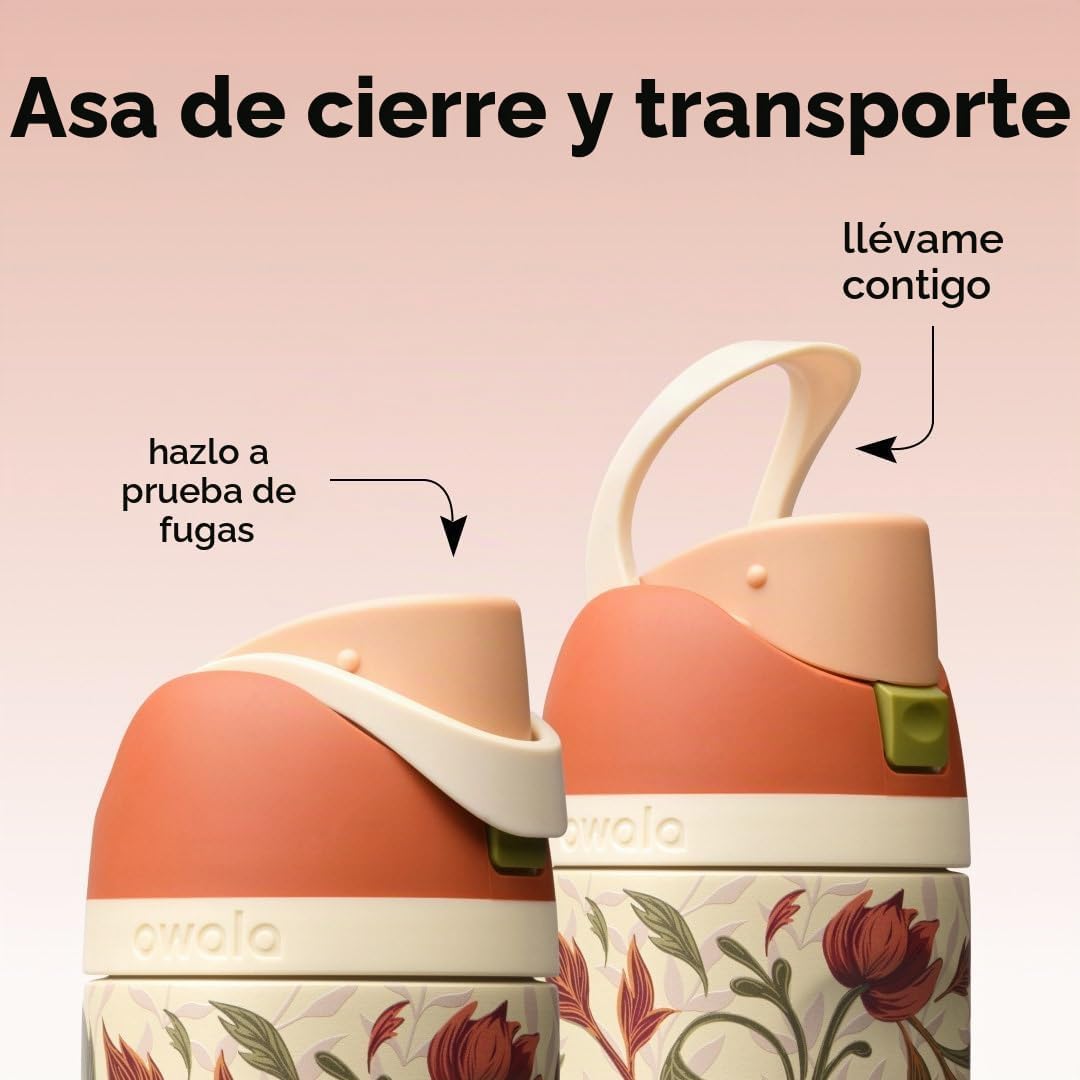 Owala FreeSip - Botella de agua de acero inoxidable de 24 onzas Woo...
