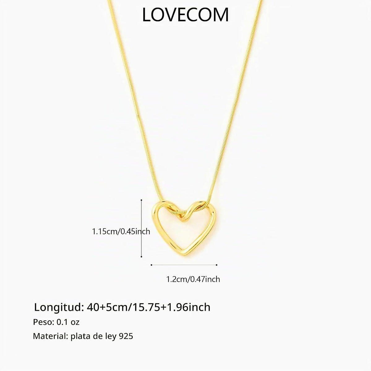 LOVECOM Collar de plata de ley S925 con corazón para mujer, delicad...