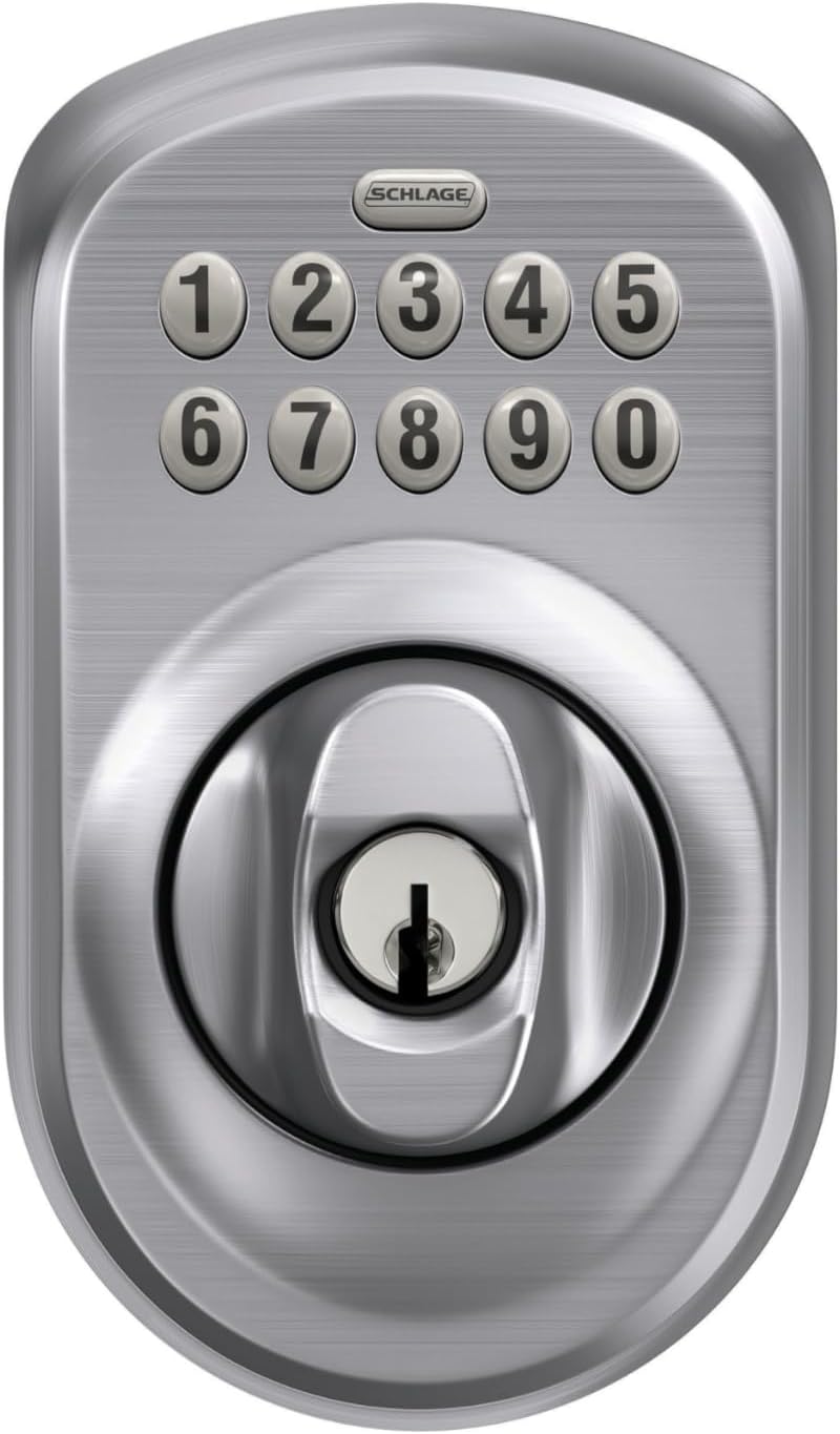 Schlage - Cerradura electrónica para teclado, borde Plymouth, cromo...