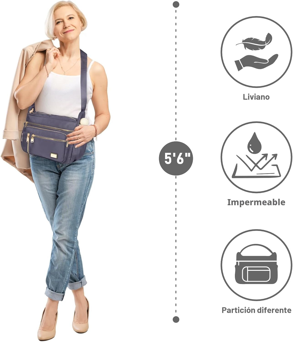 NPBAG Bolso bandolera para mujer, bolso de hombro, bolso de mensaje...