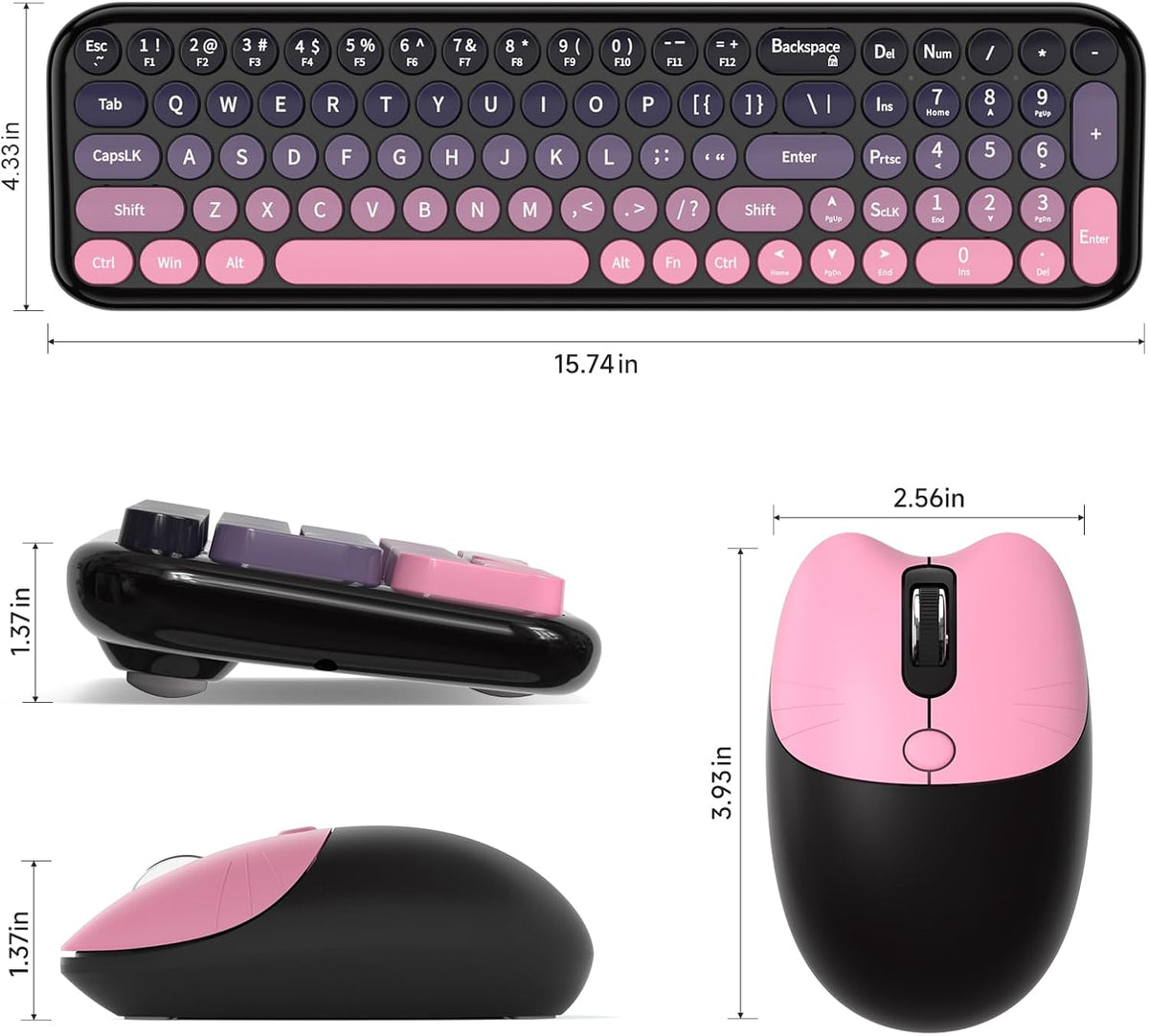 MOFII Combo de teclado y mouse inalámbricos, máquina de escribir co...