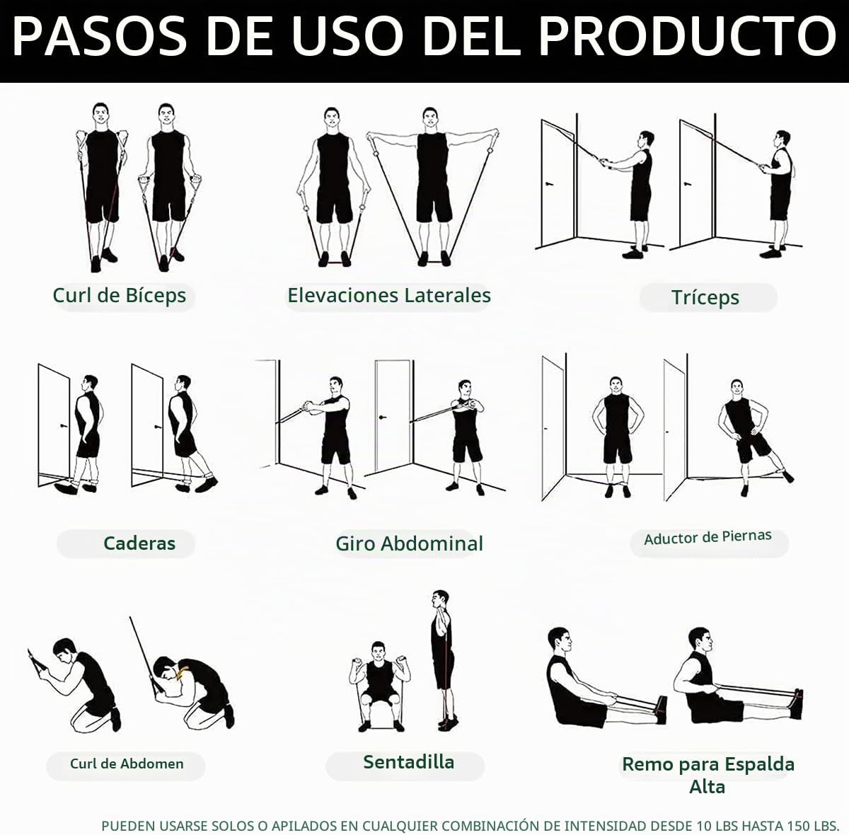 Bandas de Resistencia con Asas, Bandas de Ejercicio con Asas, Ancla...