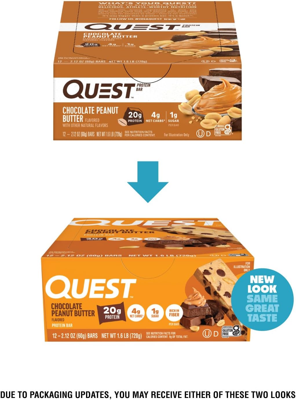 Quest Nutrition Barras de mantequilla de maní de chocolate, 0.71 oz...