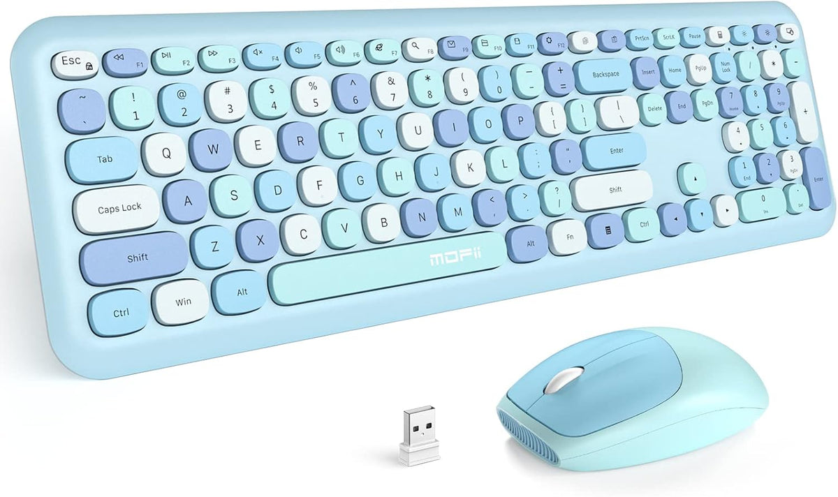 MOFII Combo de teclado inalámbrico y mouse silencioso, delgado y co...
