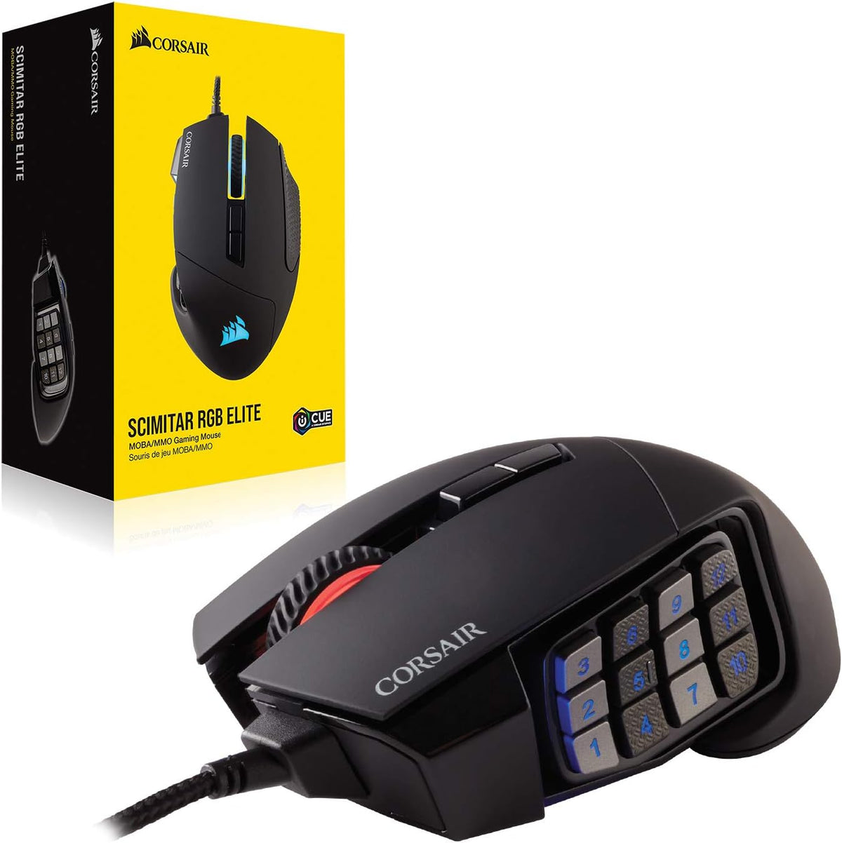 Corsair Scimitar RGB Elite Ratón Gaming MMO MOBA PC con Cable - Neg...