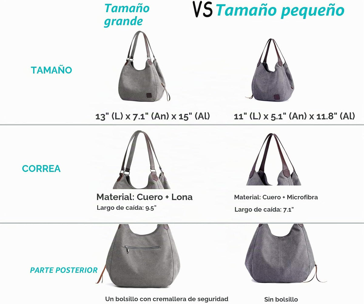 Dourr Bolso para hombro para mujer, con múltiples bolsillos, bolso...