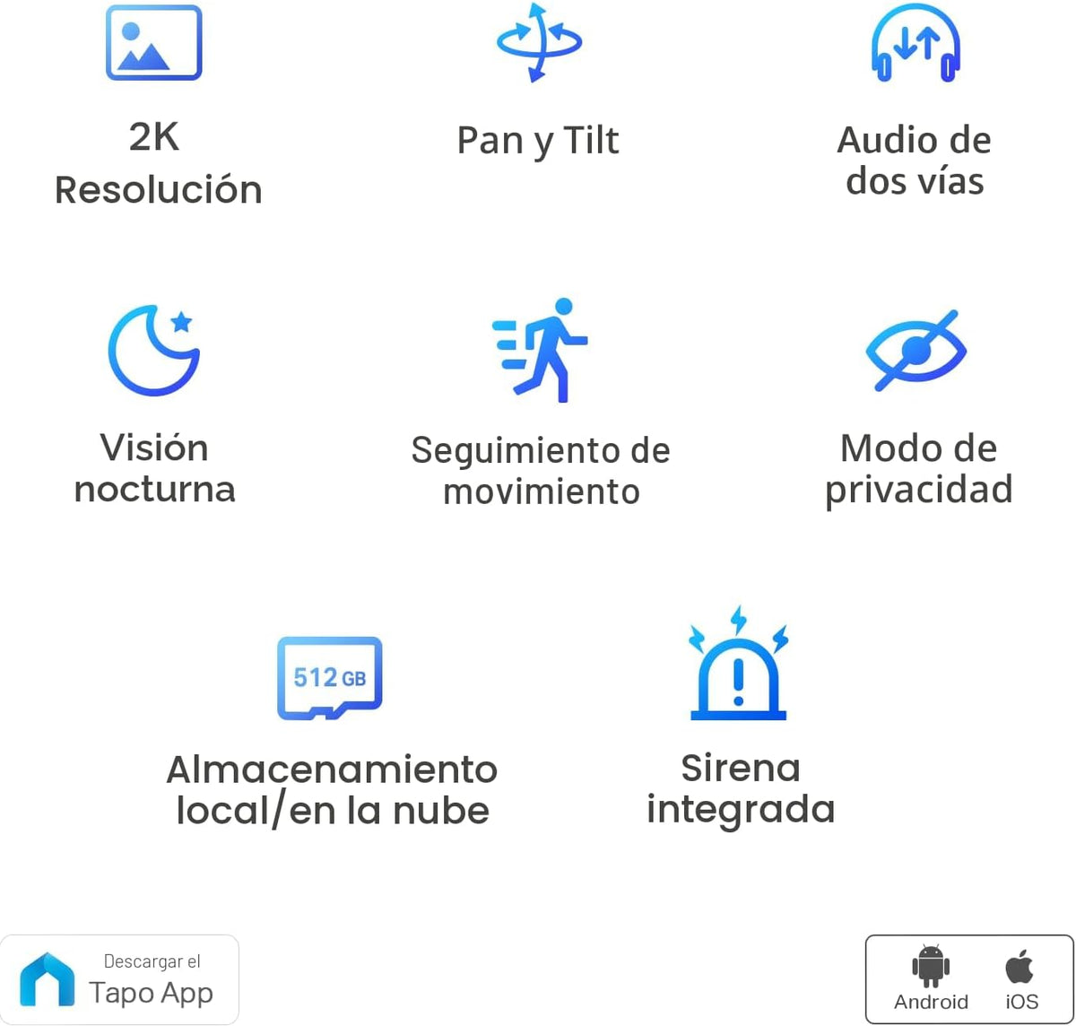 Tapo Cámara de seguridad 2K Pan Tilt para monitor de bebé, cámara d...