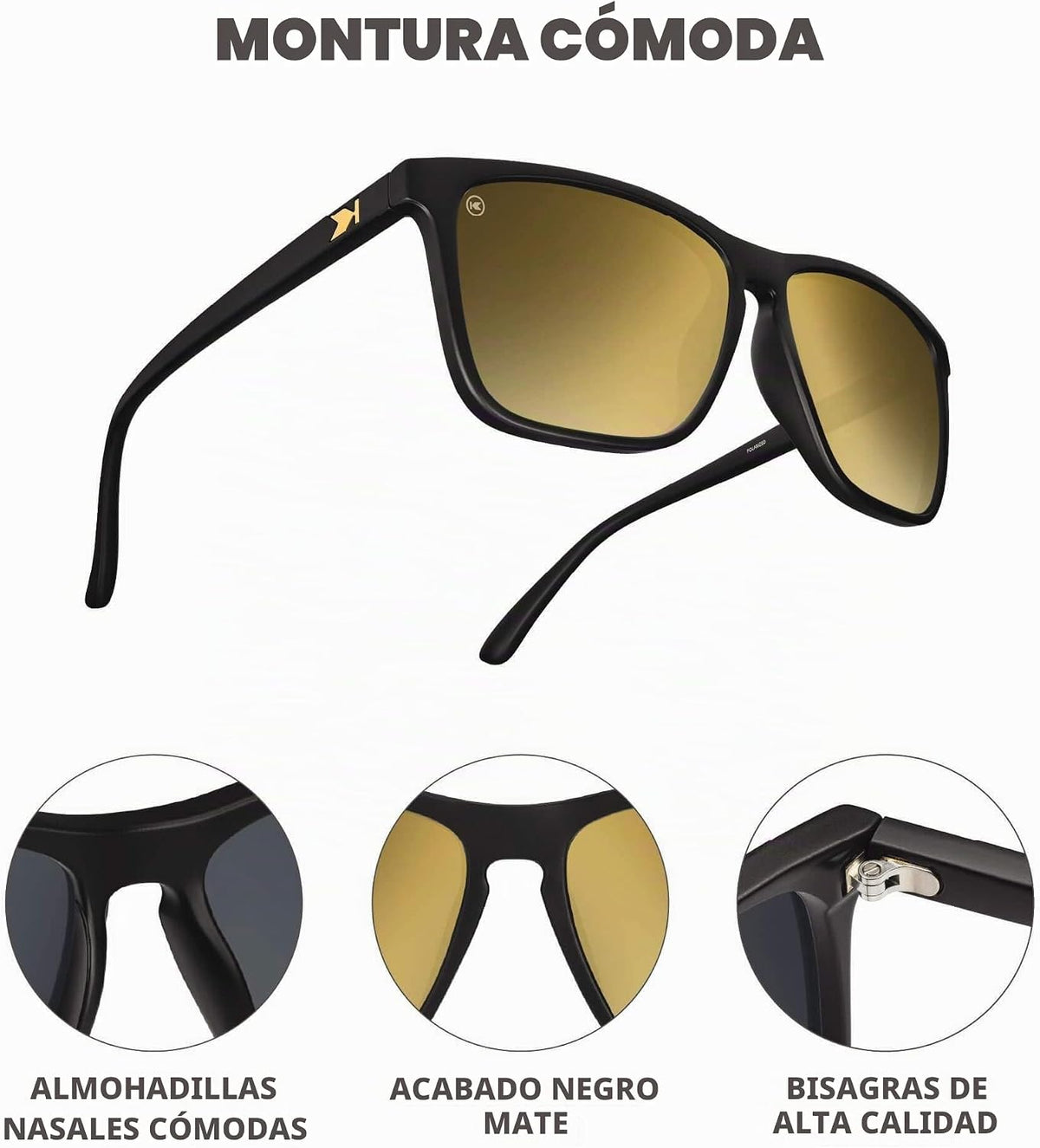 Knockaround Gafas de sol polarizadas cuadradas para hombres y mujer...