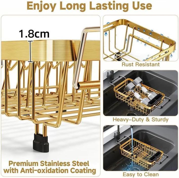 JASIWAY Mini escurridor dorado para colocar sobre el fregadero para...