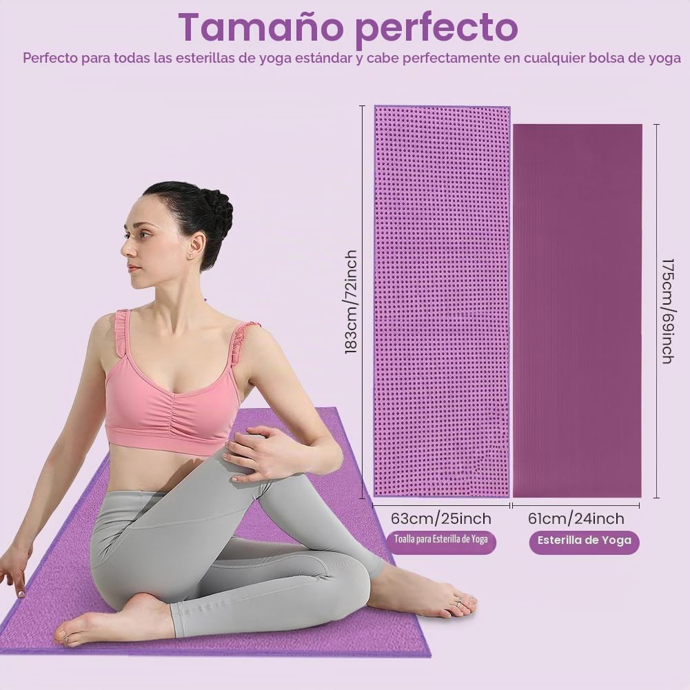 flintronic Toalla de yoga, toalla de esterilla de yoga con puntos d...