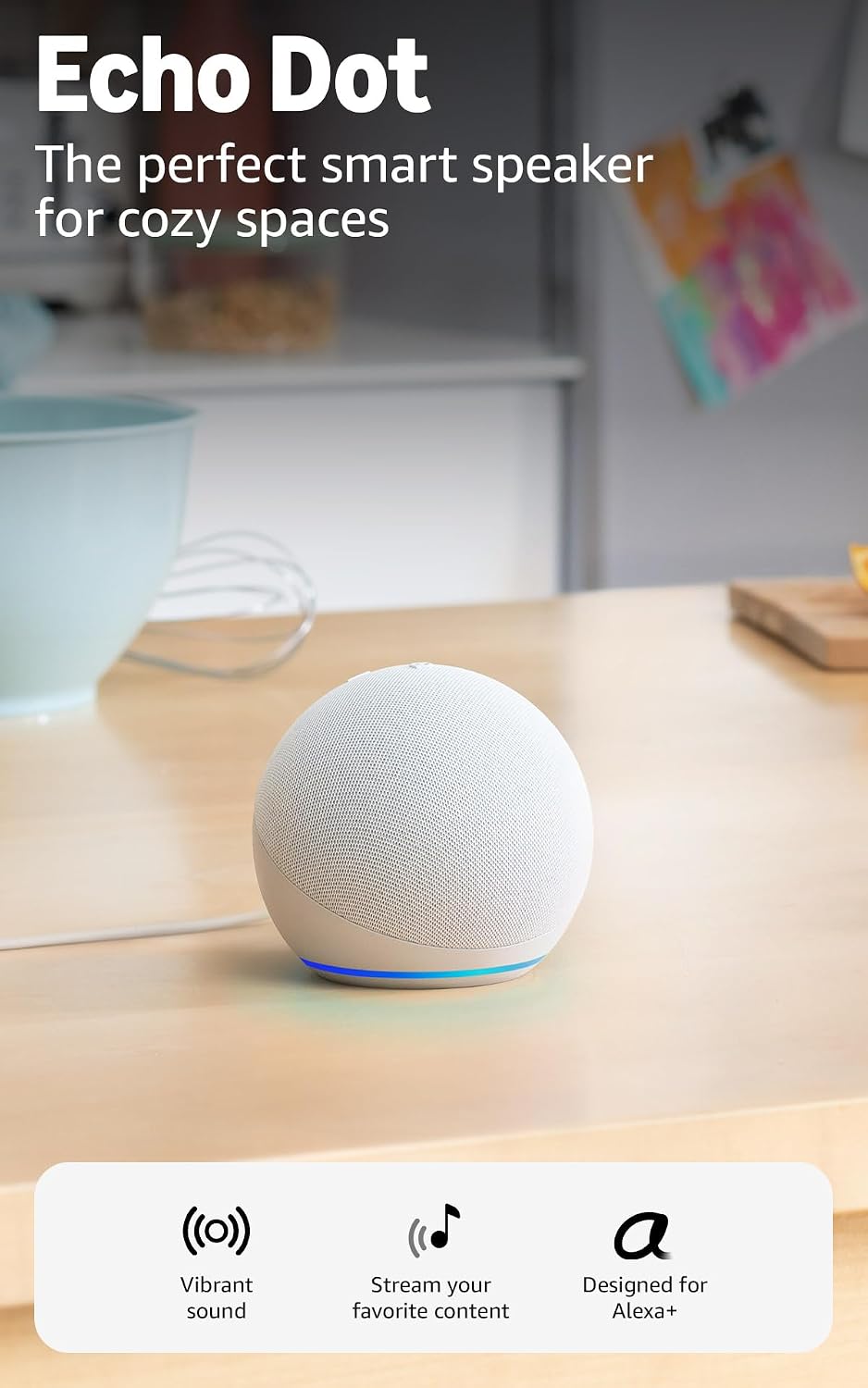 Amazon Echo Dot (modelo más reciente): parlante Alexa con sonido vi...
