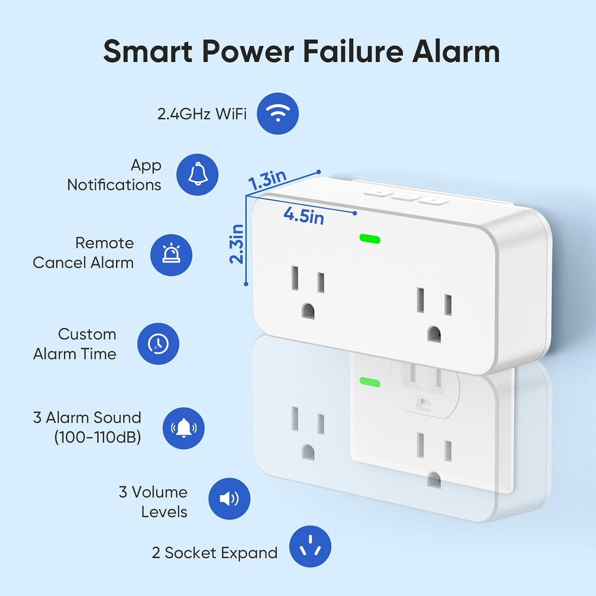 Alarma de falla de energía WiFi, paquete de 2 salidas de alarma de...